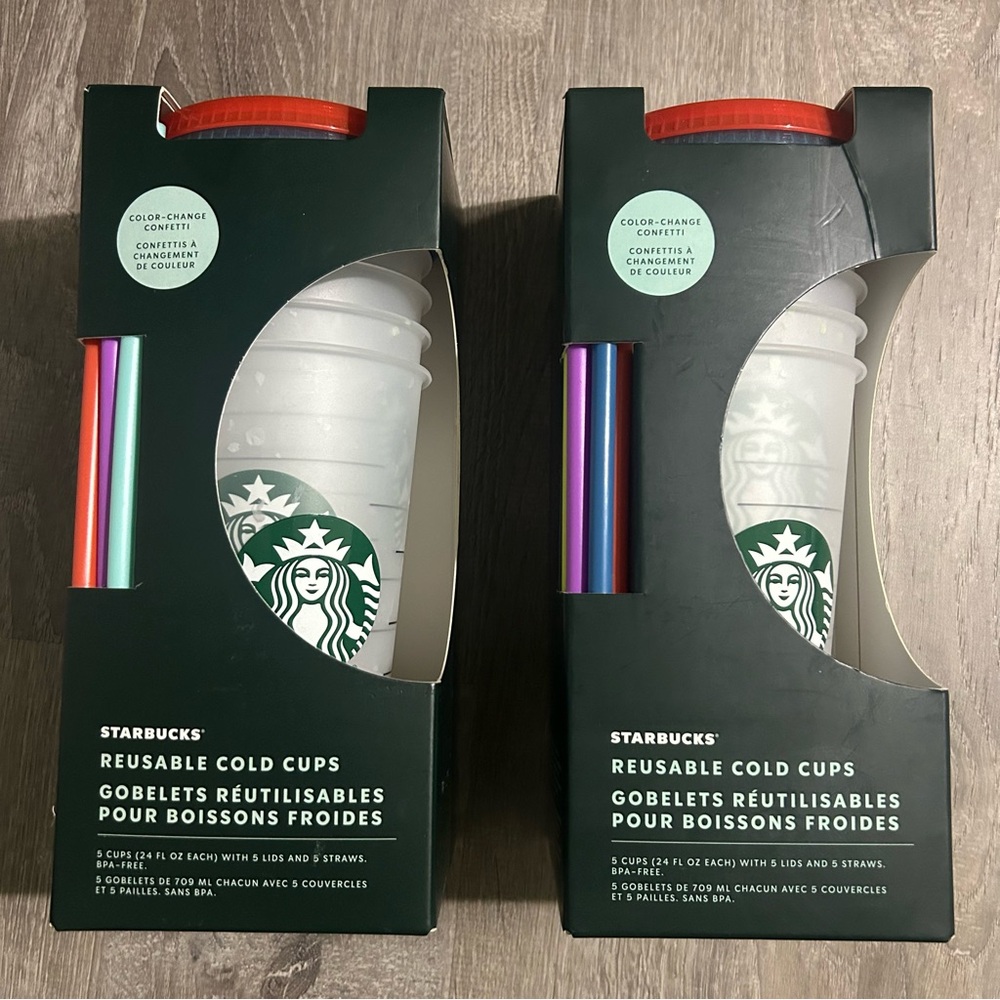 Set of 2 Starbucks Confetti Color Changing Cups 5 Pack